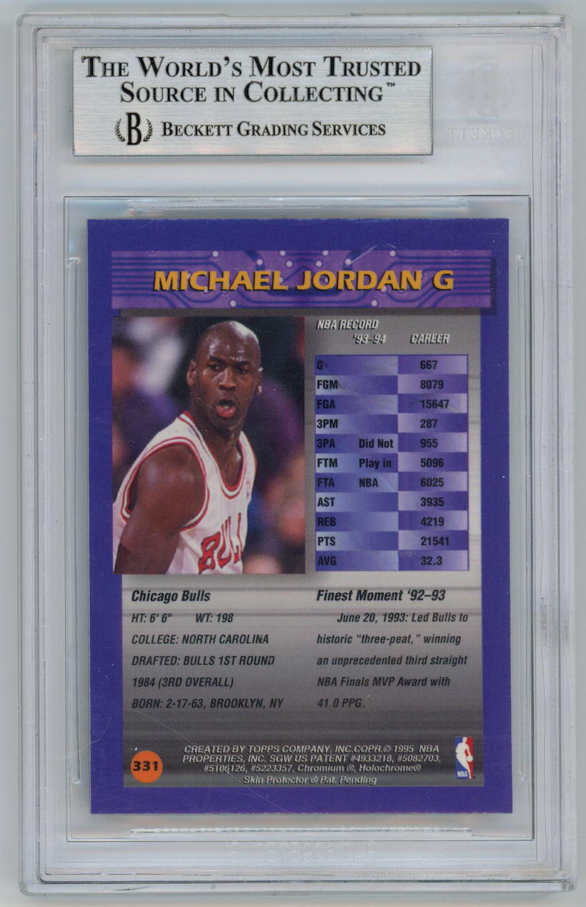 MICHAEL JORDAN 1994-95 Topps Finest #331 BGS 9 Chicago Bulls