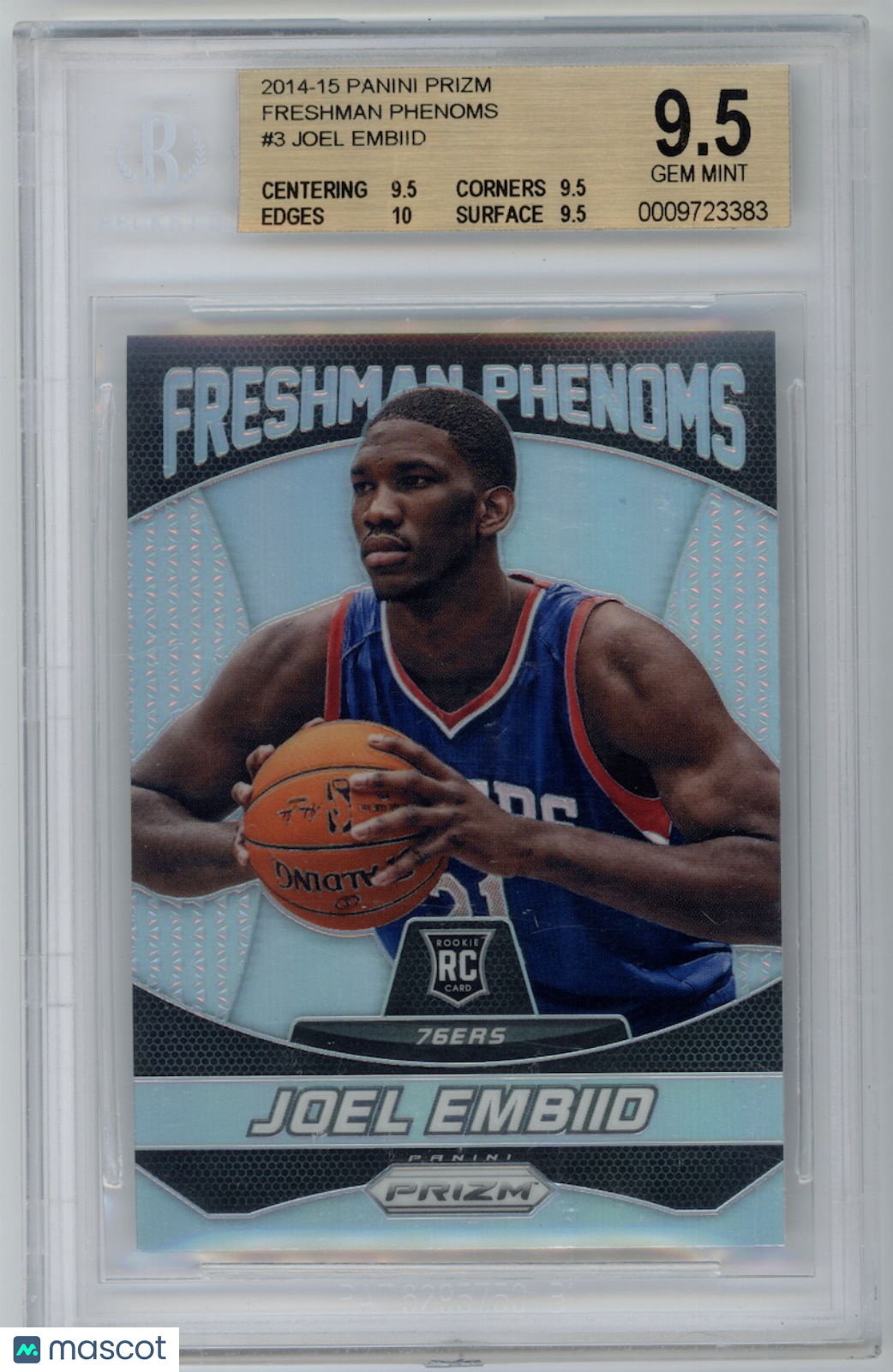 JOEL EMBIID 2014-15 Panini Prizm Rookie Freshman Phenoms #3 BGS 9.5 76ers
