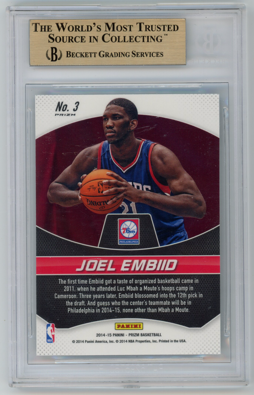 JOEL EMBIID 2014-15 Panini Prizm Rookie Freshman Phenoms #3 BGS 9.5 76ers
