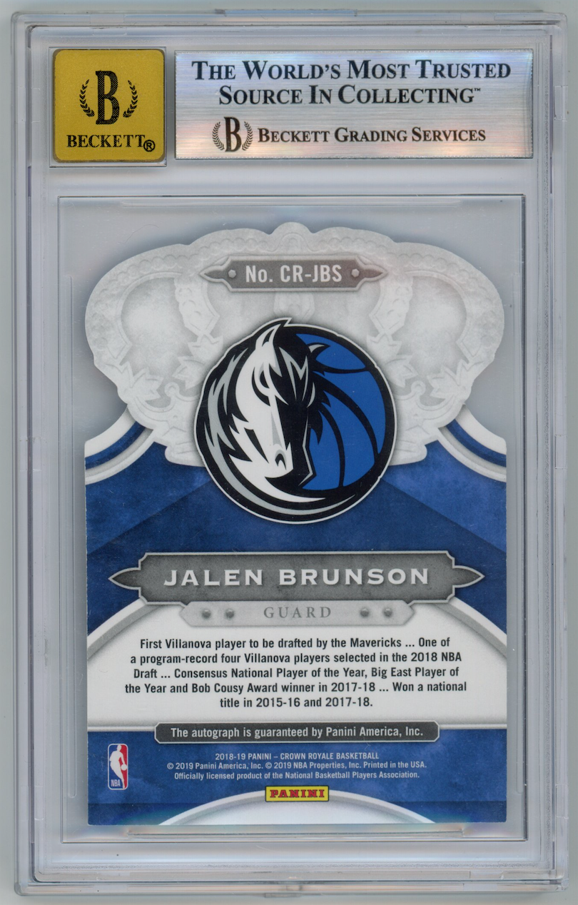 JALEN BRUNSON 2018-19 Panini Crown Royale Rookie Auto Blue /49 #11 BGS 8.5