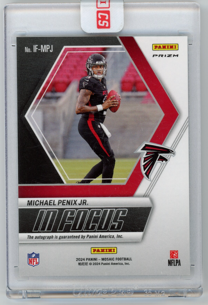 MICHAEL PENIX JR. 2024 Panini Mosaic Rookie In Focus Auto Silver #IF-MPJ Falcons