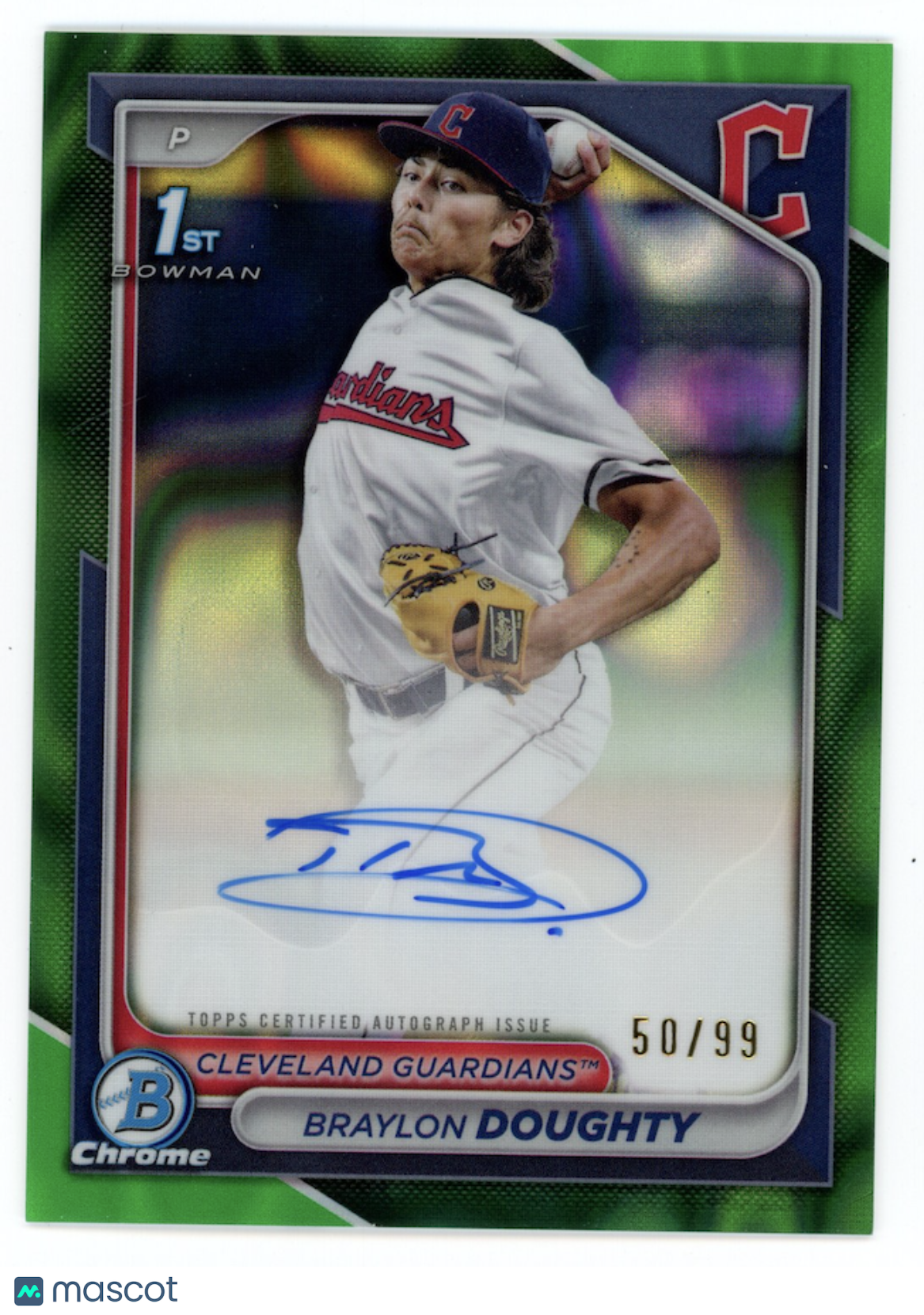 BRAYLON DOUGHTY 2024 Bowman Chrome 1st Auto Green Lava Refractor /99 #CPA-BD