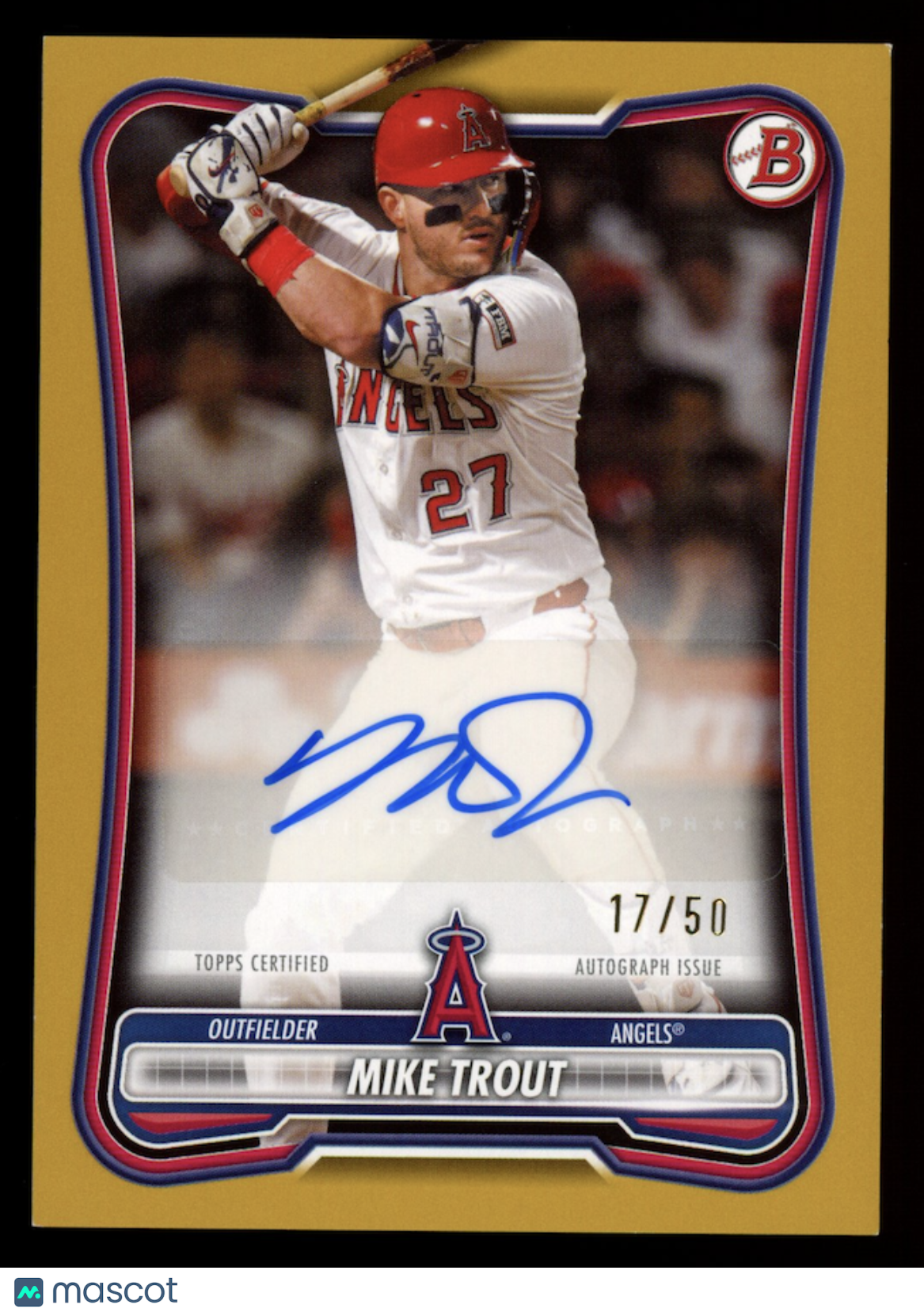 MIKE TROUT 2026 Bowman Paper Auto Gold Parallel /50 #PRV-MT Angels
