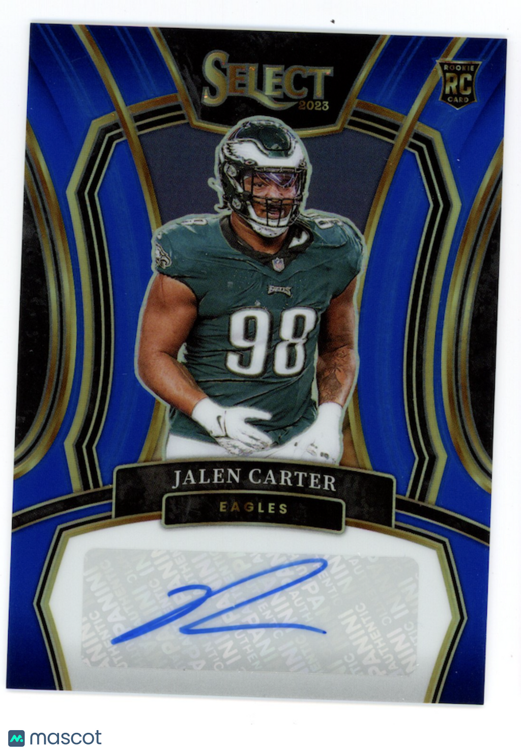 JALEN CARTER 2024 Panini Select Rookie Auto Blue Prizm /99 #RSI-JCA Eagles
