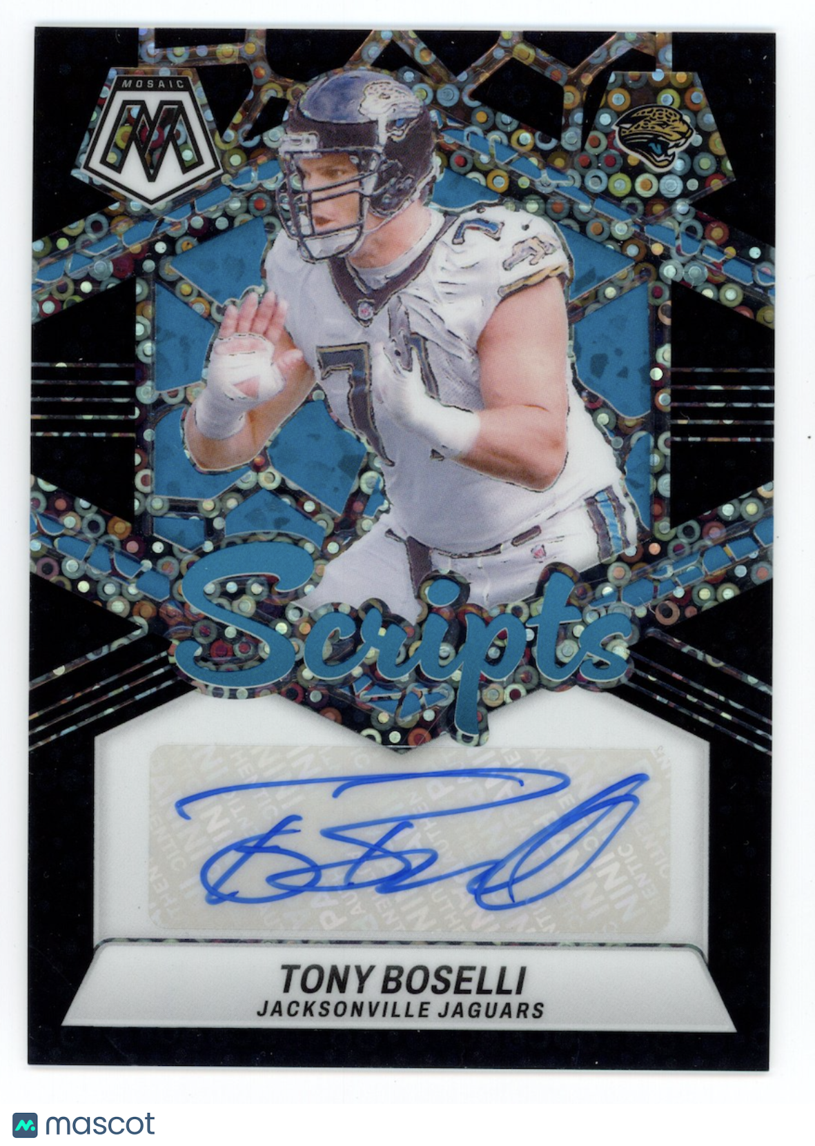 TONY BOSELLI 2024 Panini Mosaic No Huddle Scripts Auto Black Prizm 1/1 #SC-TBI