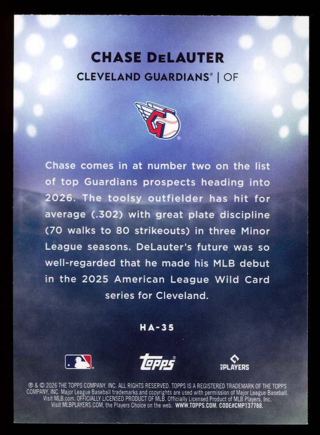 CHASE DELAUTER 2026 Topps Rookie Home Field Advantage Case Hit SSP #HA-35