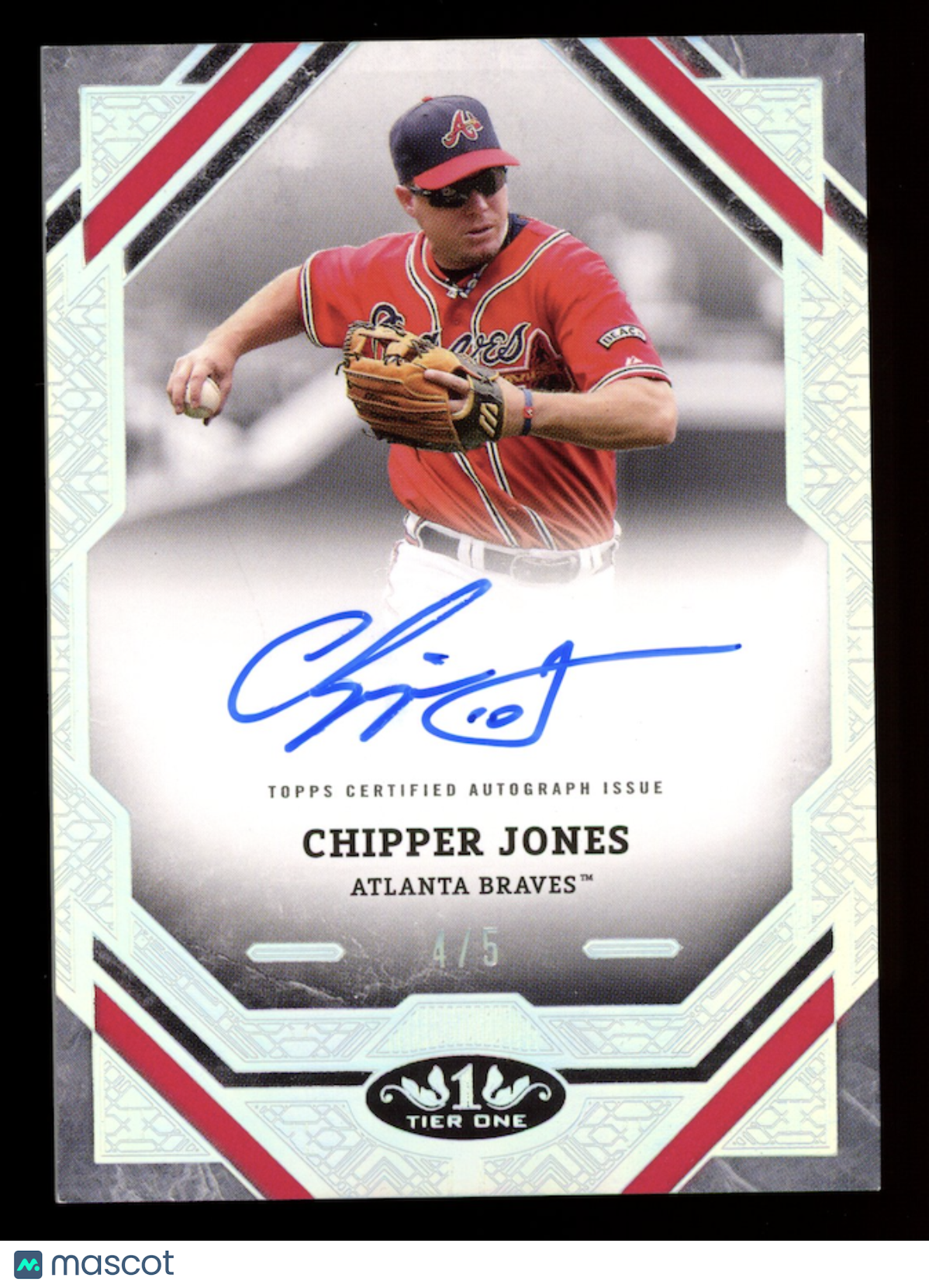 CHIPPER JONES 2025 Topps Tier One Auto Holo Silver /5 #T1A-CJ Braves