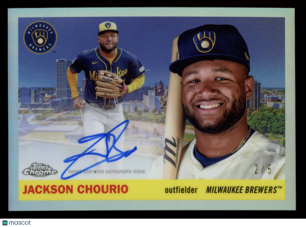 JACKSON CHOURIO 2025 Topps Chrome Platinum City Variation Auto /5 SSP #55CVA-JC
