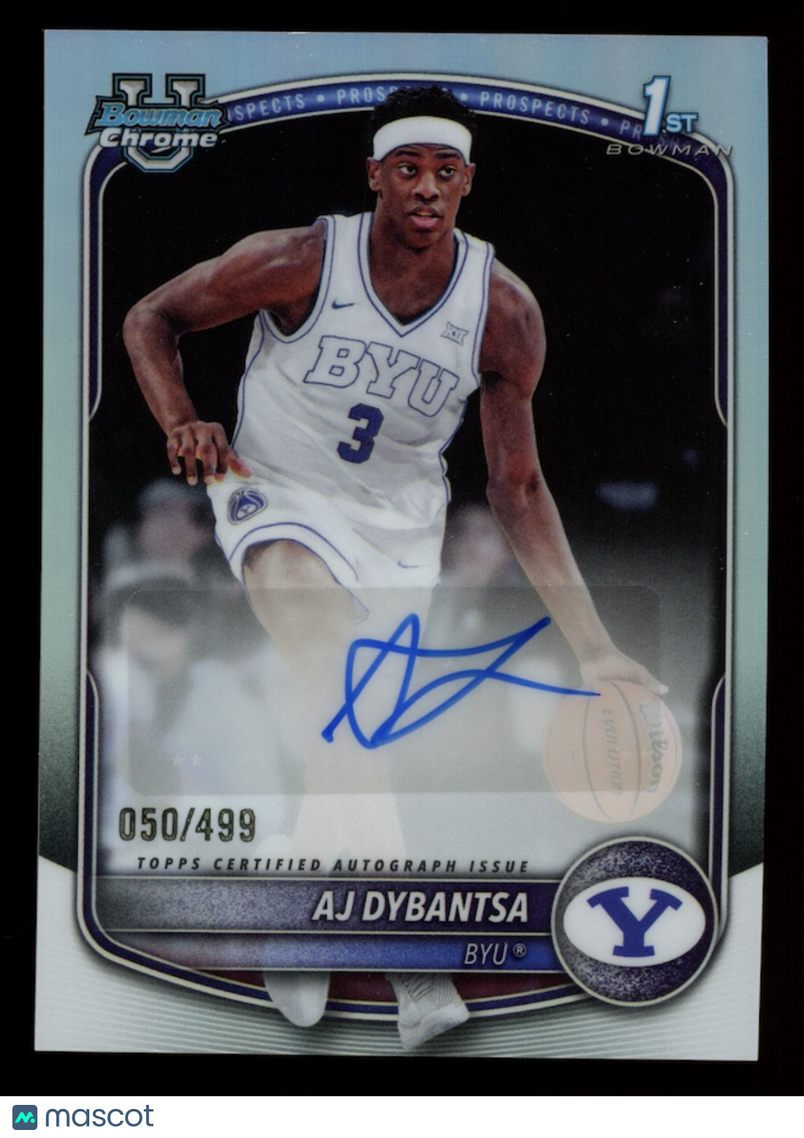 AJ DYBANTSA 2025-26 Bowman Chrome University 1st Auto Refractor /499 #BCP-1