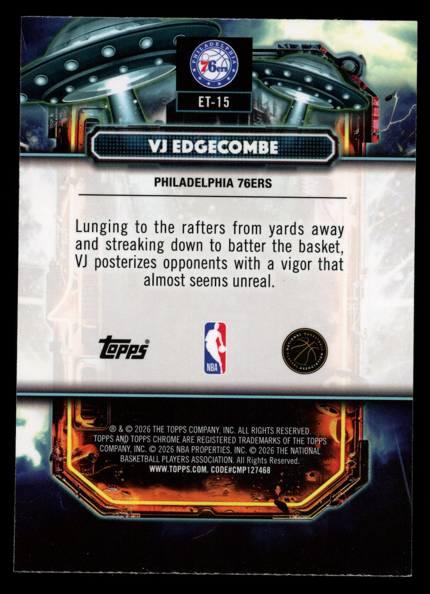 VJ EDGECOMBE 2025-26 Topps Cosmic Chrome Extraterrestrial Talent Blue Moon /99