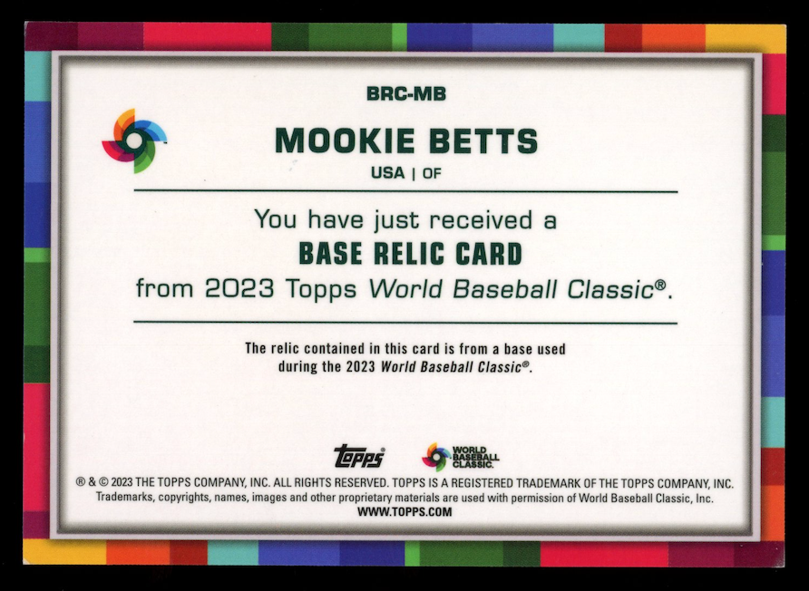 MOOKIE BETTS 2023 Topps World Baseball Classic Base Patch Orange /25 #BRC-MB