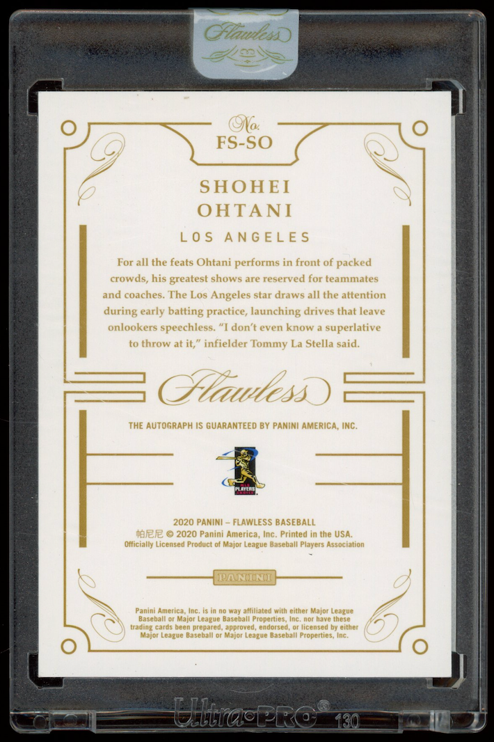 SHOHEI OHTANI 2020 Panini Flawless Signatures Auto Gold /5 #FS-SO Angels