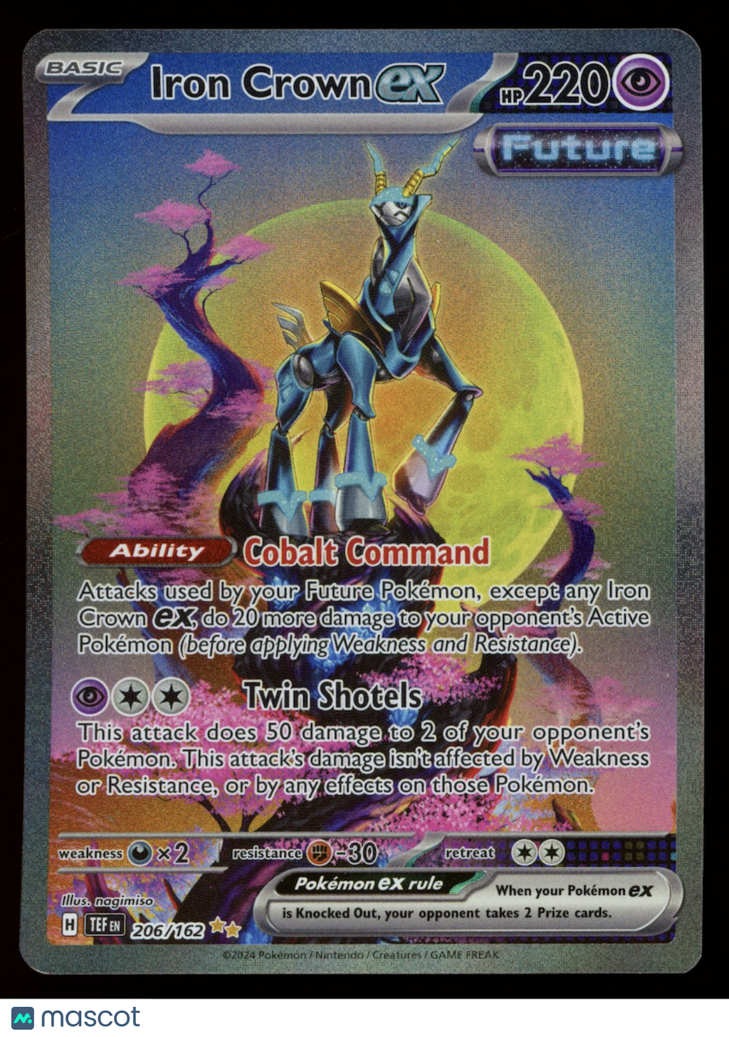 IRON CROWN EX 2024 Pokemon Temporal Forces #206 Special Illustration Rare