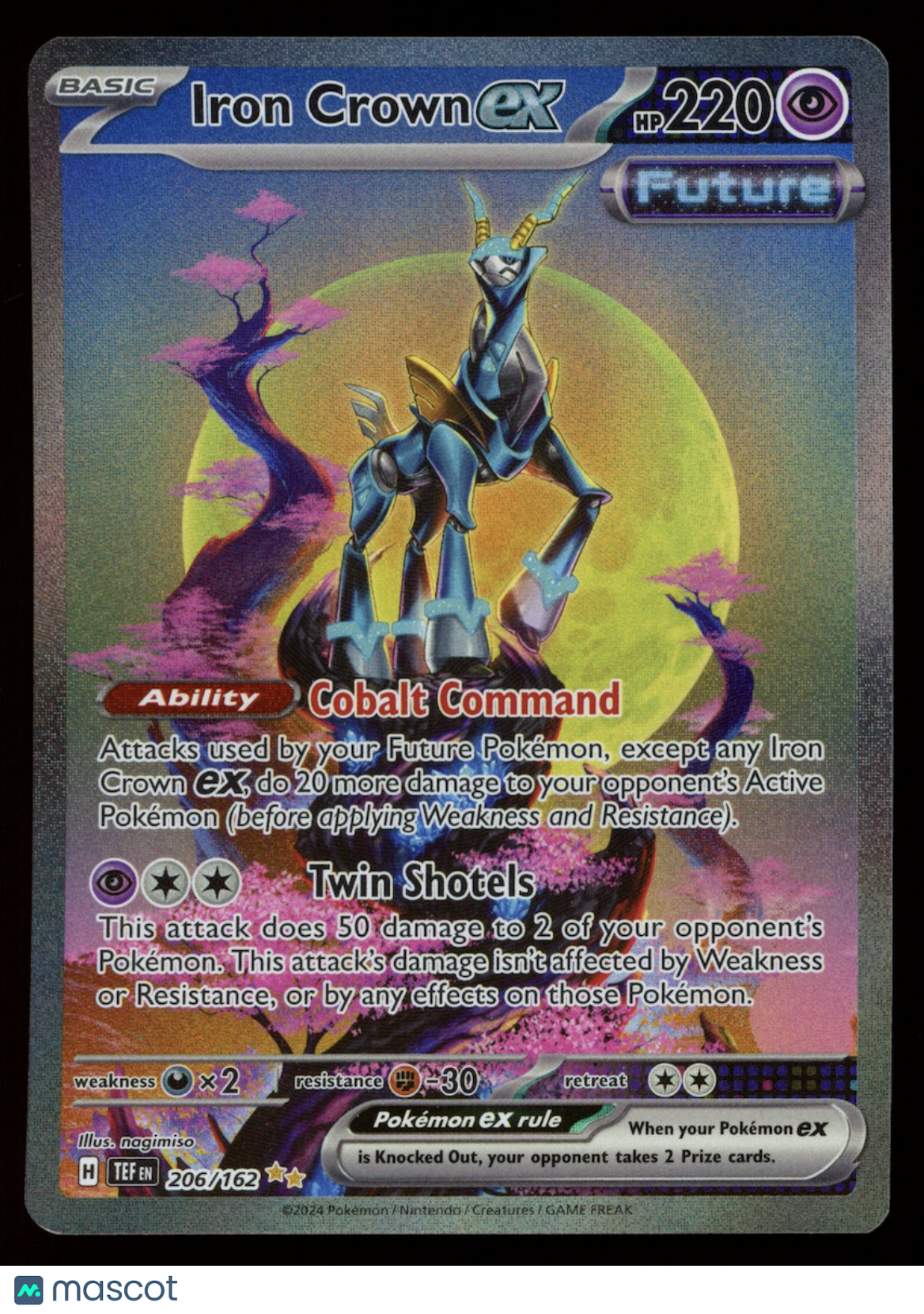 IRON CROWN EX 2024 Pokemon Temporal Forces #206 Special Illustration Rare