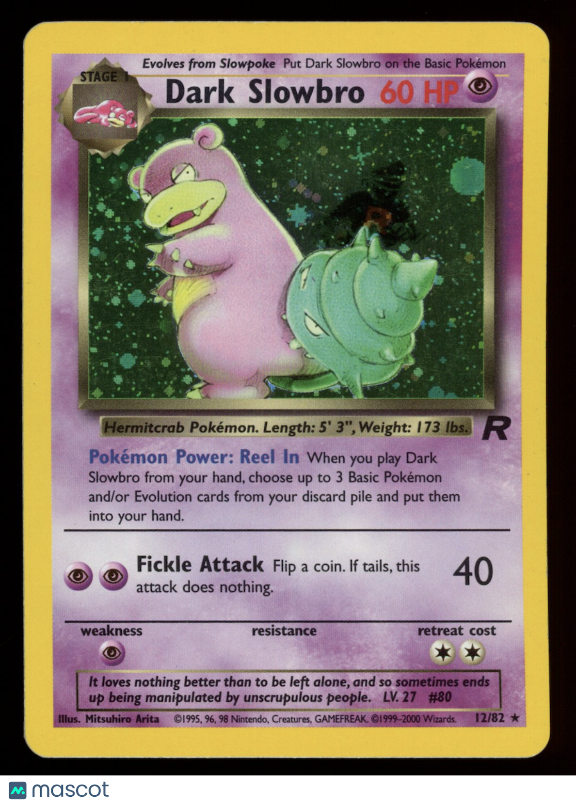 DARK SLOWBRO 2000 Pokemon Team Rocket Holo Rare #12/82