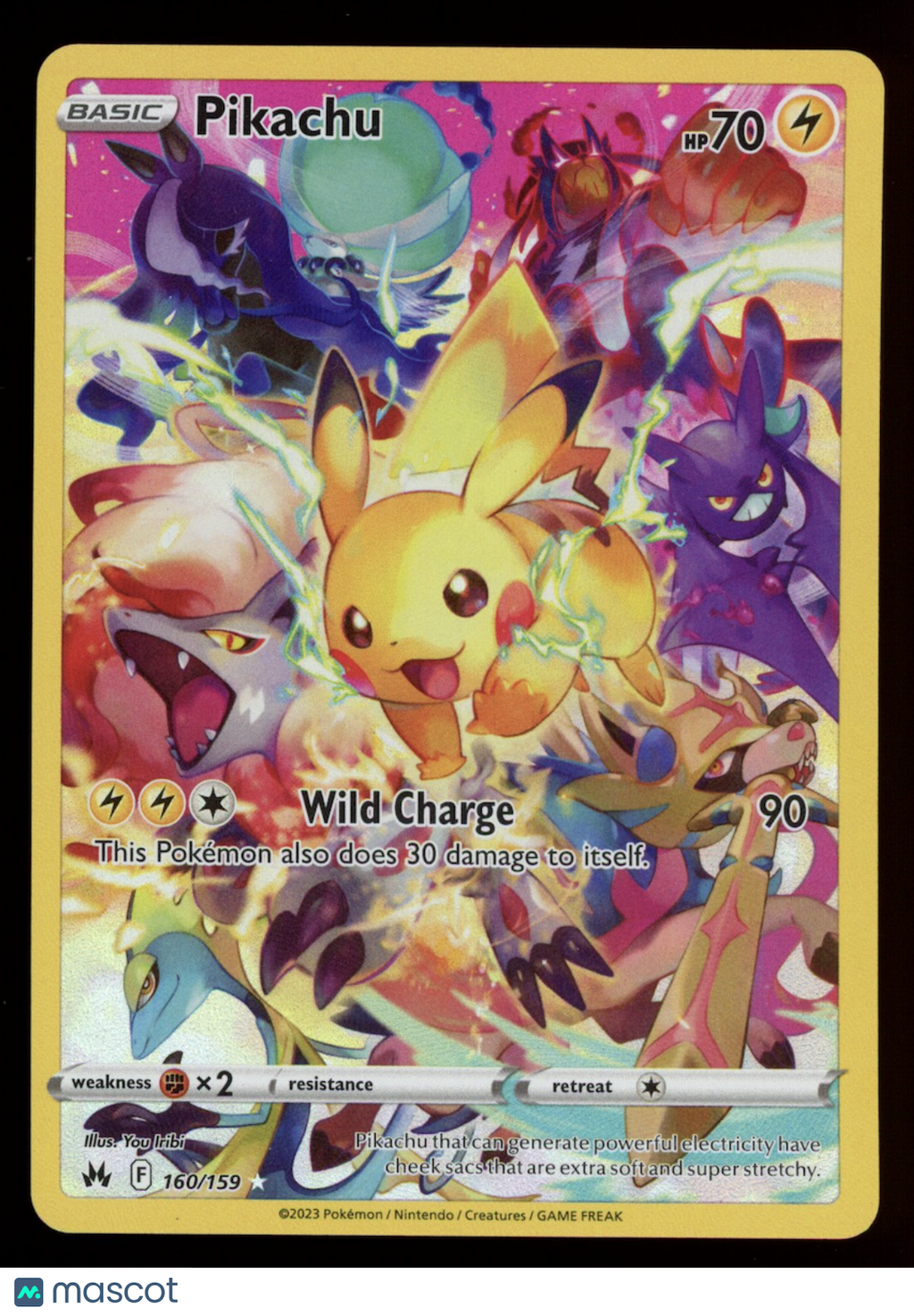 PIKACHU 2023 Pokemon Sword & Shield Crown Zenith Secret Rare #160/159