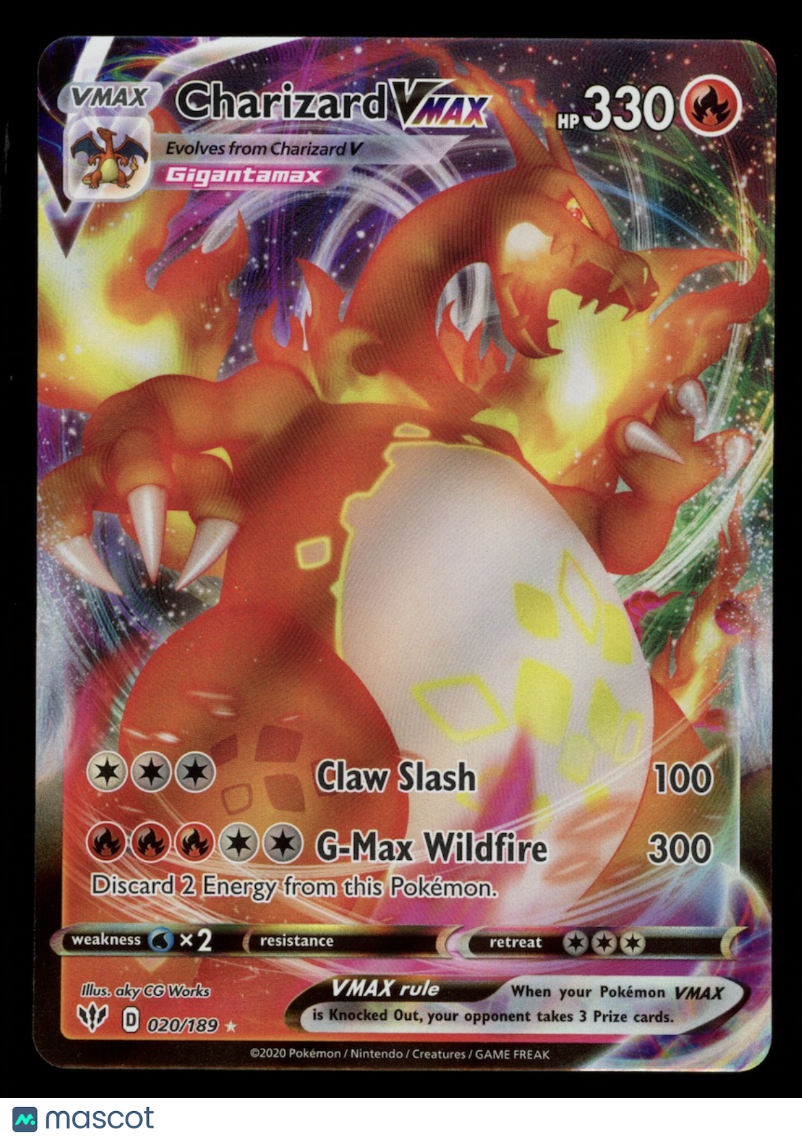 CHARIZARD VMAX 2020 Pokemon Darkness Ablaze Ultra Rare #20/189