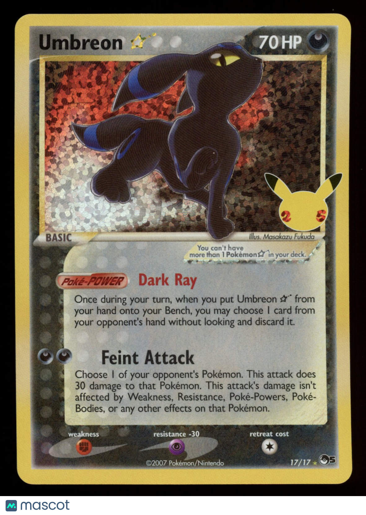 UMBREON 2021 Pokemon Celebrations Classic Collection Gold Star Holo Rare #17/17
