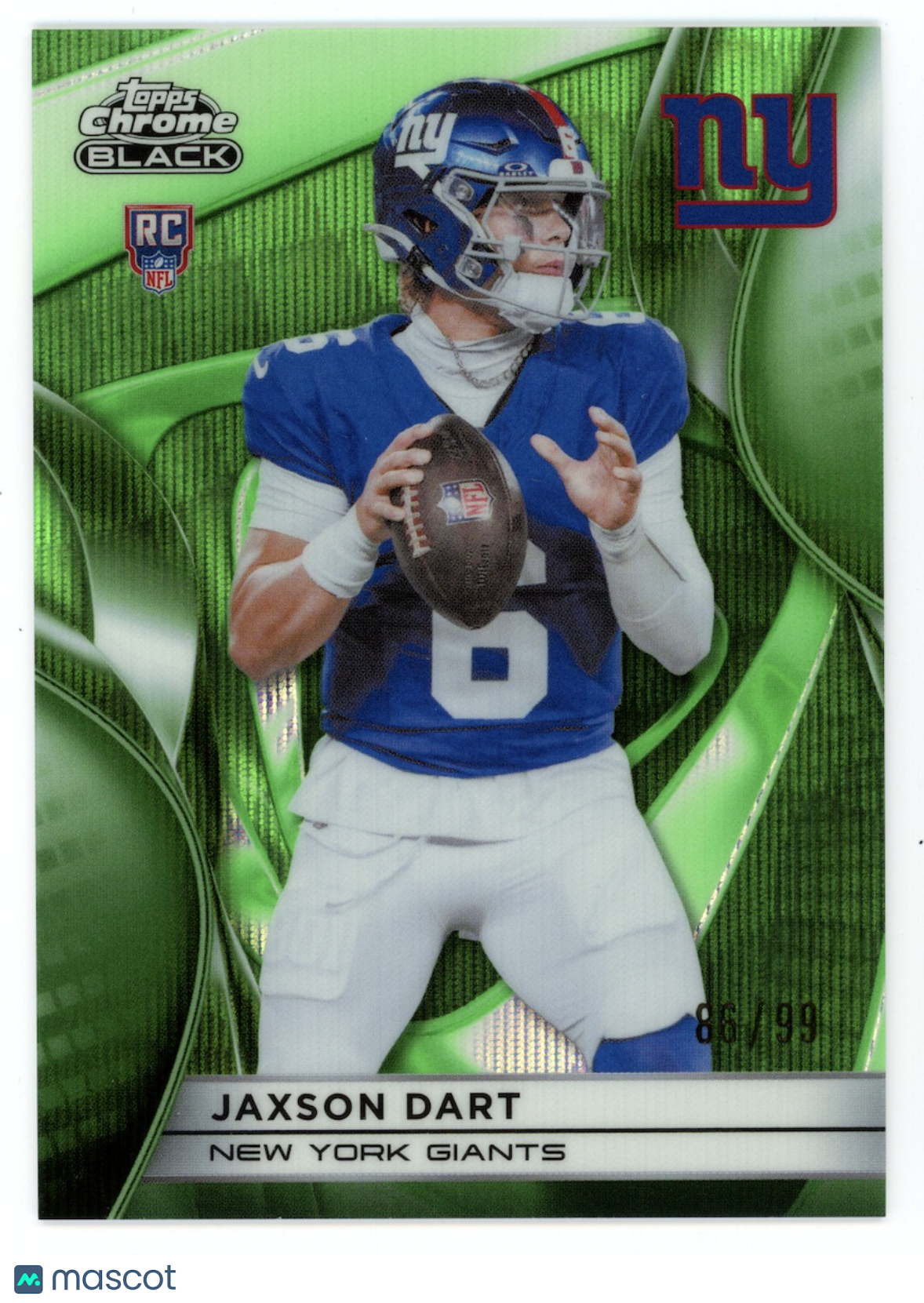 JAXSON DART 2025 Topps Chrome Black Rookie Green Wave Refractor /99 #136 Giants