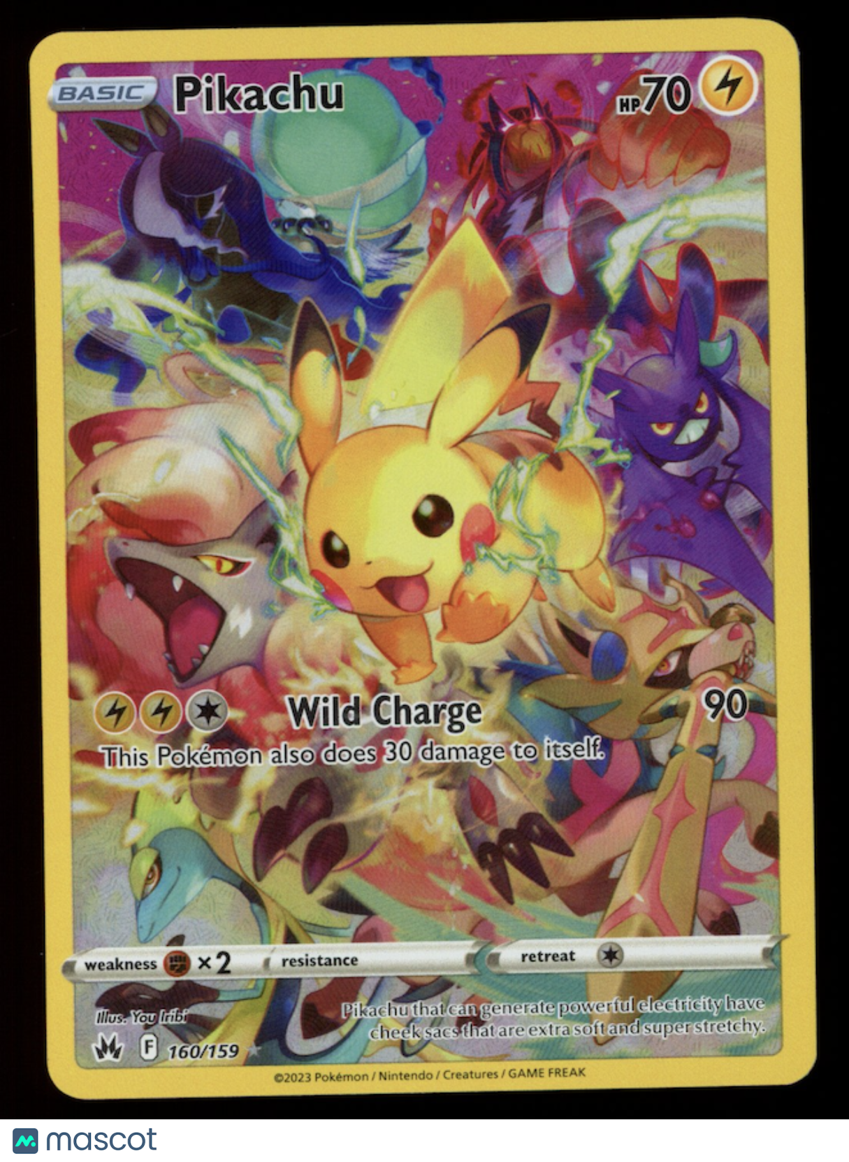 PIKACHU 2023 Pokemon Sword & Shield Crown Zenith Secret Rare #160/159