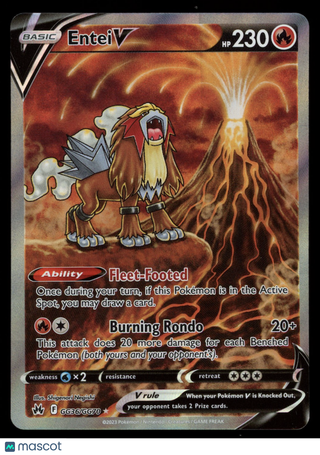ENTEI V 2023 Pokemon Crown Zenith Galarian Gallery Full Art #GG36/GG70