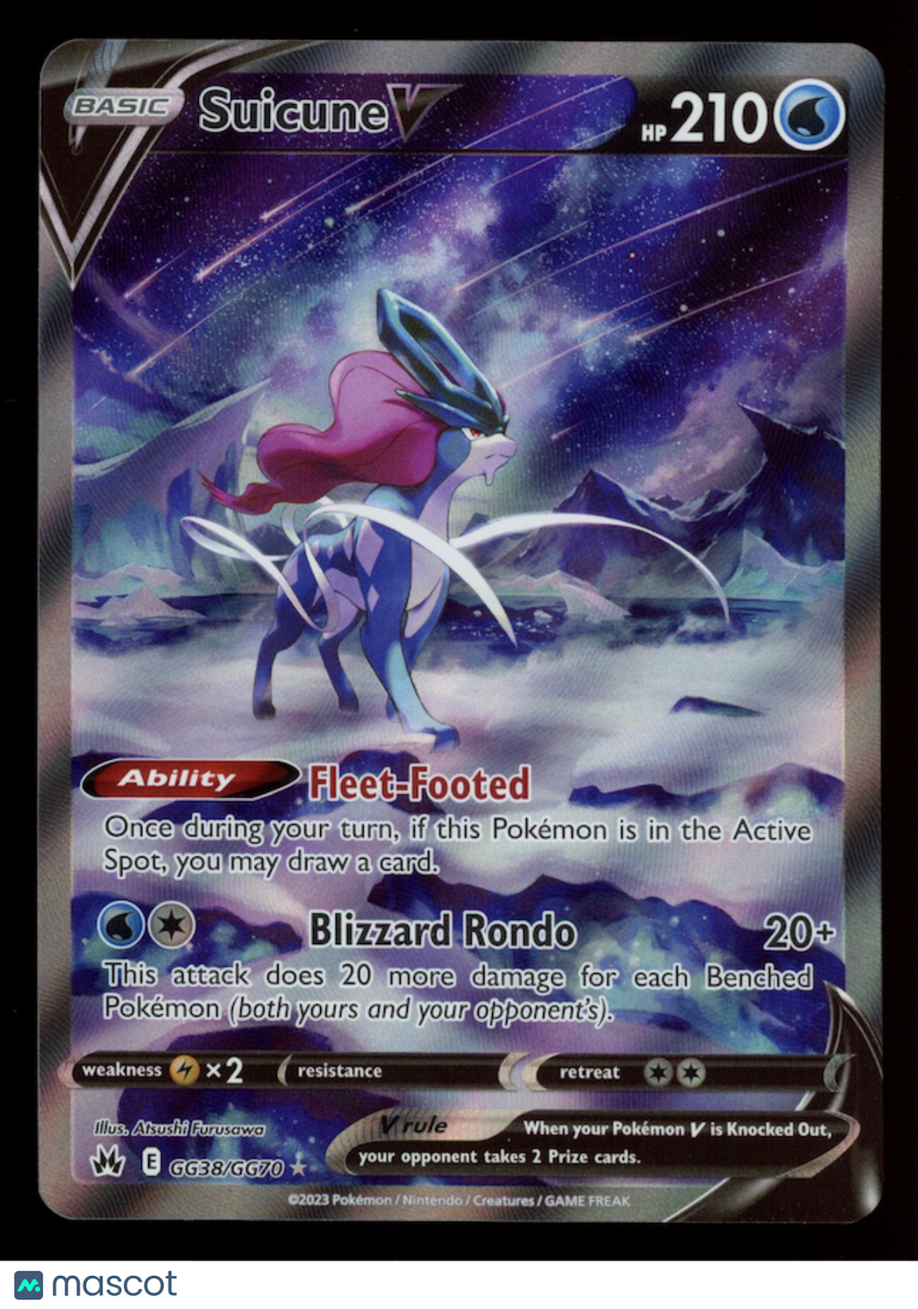 SUICUNE V 2023 Pokemon Crown Zenith Galarian Gallery Full Art #GG38/GG70