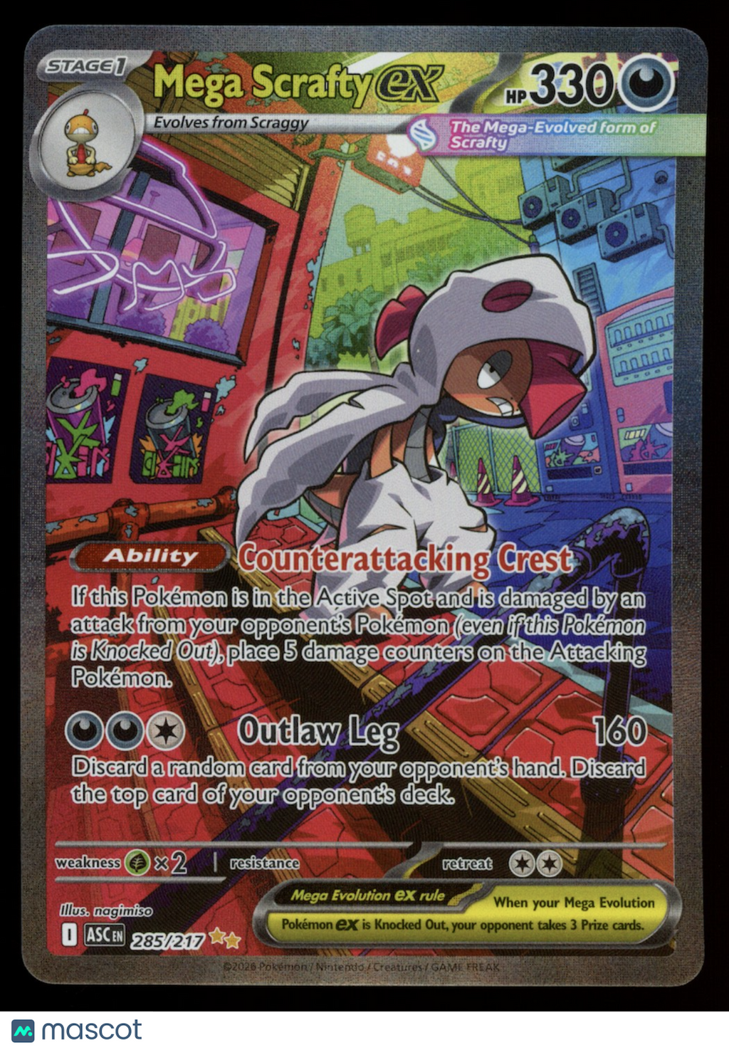 MEGA SCRAFTY EX 2026 Pokemon ME Ascended Heroes #285 Special Illustration Rare