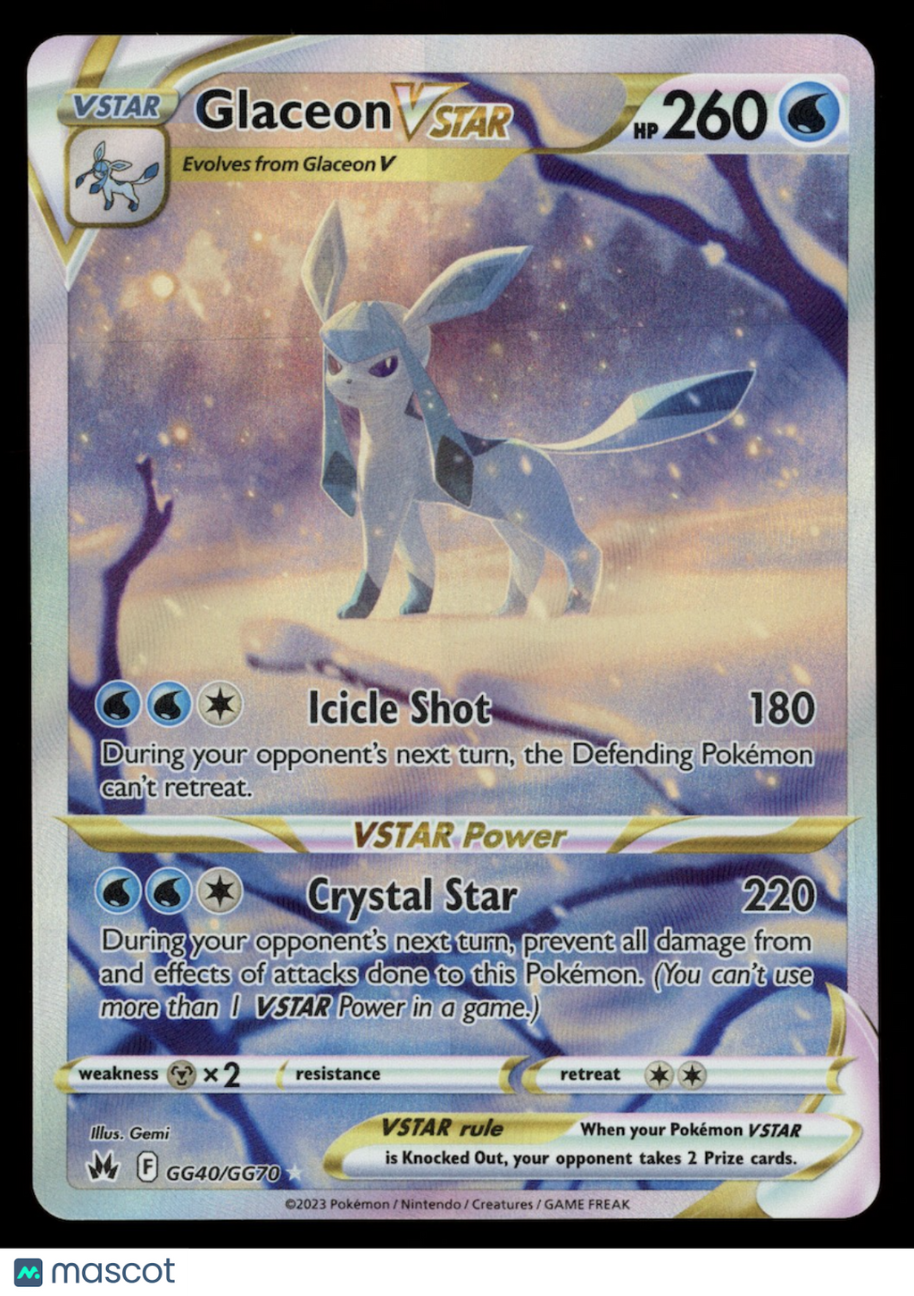 GLACEON VSTAR 2023 Pokemon Crown Zenith Galarian Gallery #GG40/GG70
