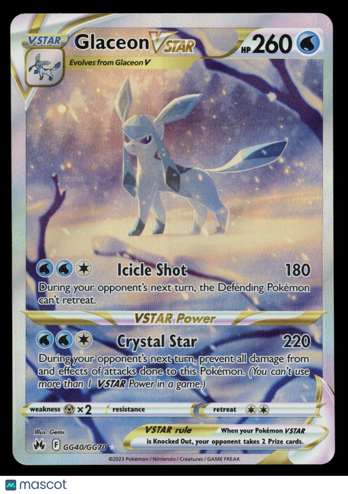GLACEON VSTAR 2023 Pokemon Crown Zenith Galarian Gallery #GG40/GG70