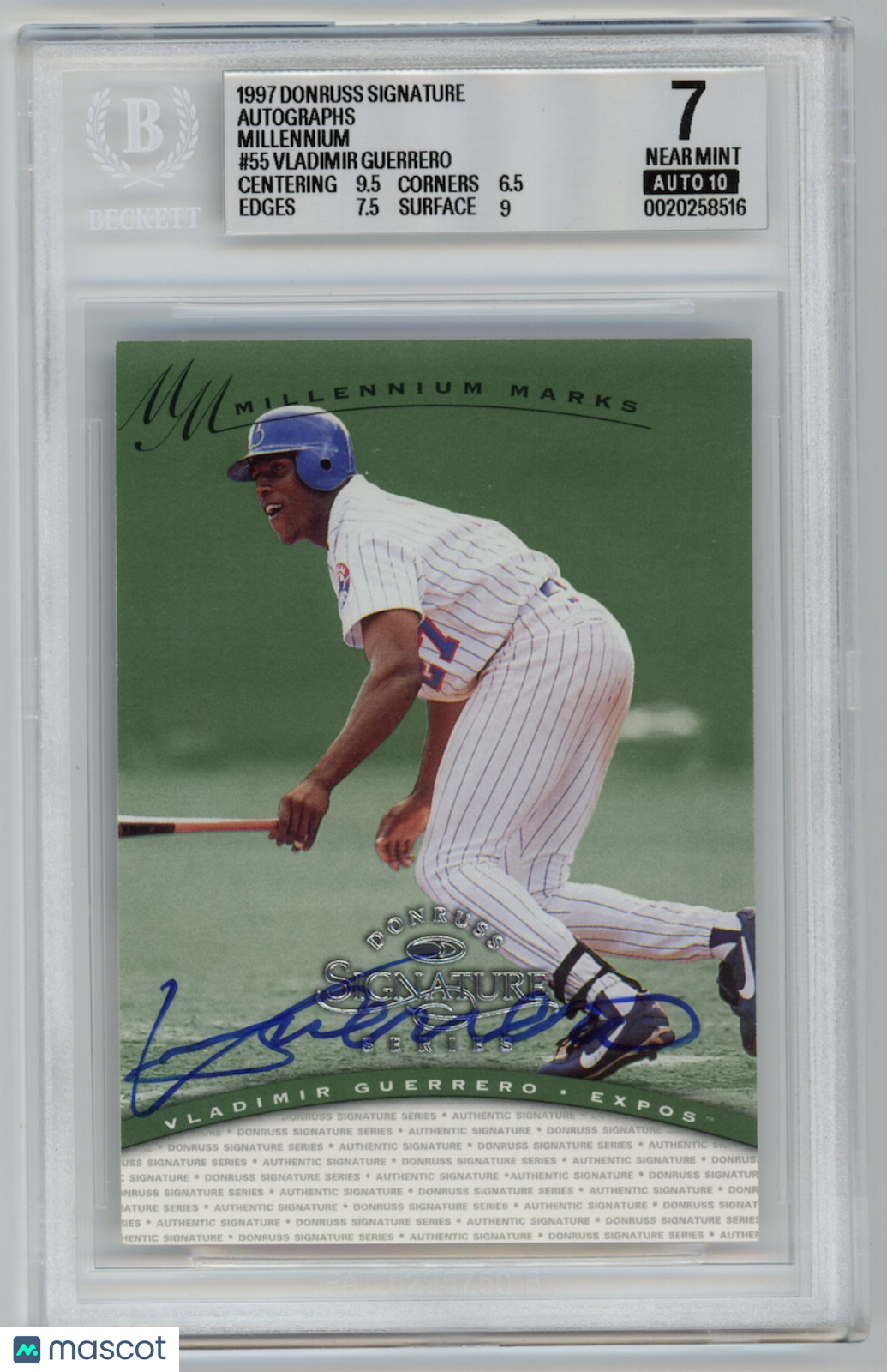 VLADIMIR GUERRERO 1997 Donruss Signature Series Millennium Marks Auto /1000 BGS