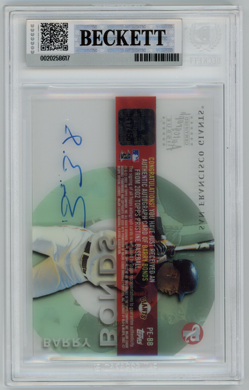 BARRY BONDS 2002 Topps Pristine Personal Endorsements Auto #BB BGS 9 A 10 Giants