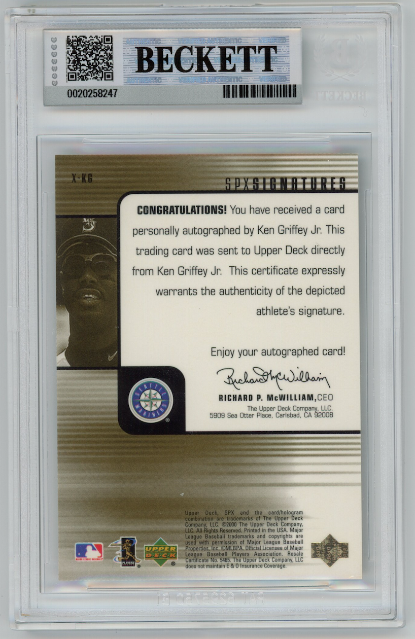 KEN GRIFFEY JR. 2000 Upper Deck SPx Signatures Auto #XKG BGS 7.5 A 10 Mariners