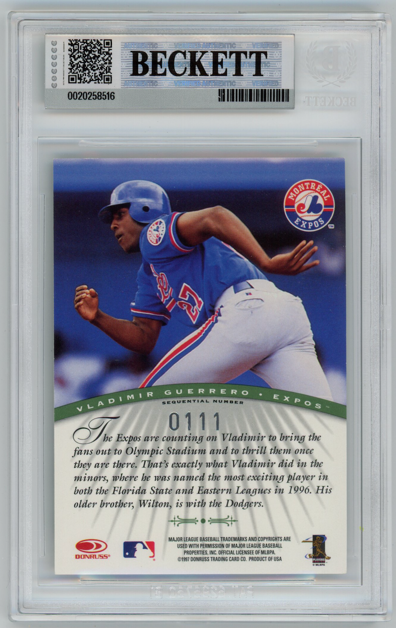 VLADIMIR GUERRERO 1997 Donruss Signature Series Millennium Marks Auto /1000 BGS
