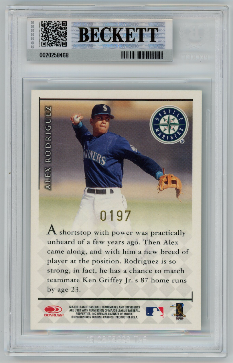 ALEX RODRIGUEZ 1998 Donruss Signature Series Millennium Marks Auto /350 BGS 7.5