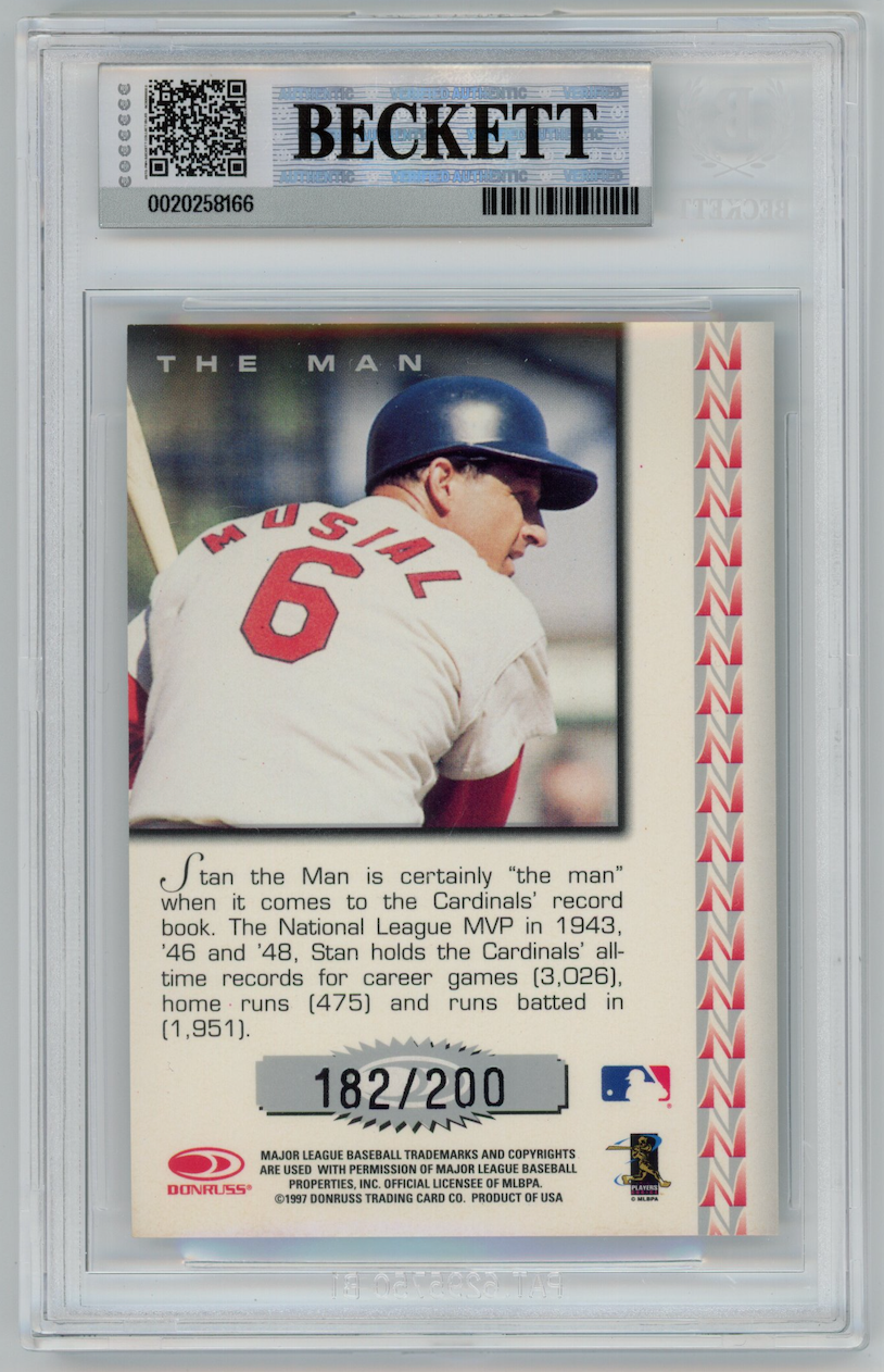 STAN MUSIAL 1997 Donruss Signature Notable Nicknames Auto /200 #6 BGS 9 A 10