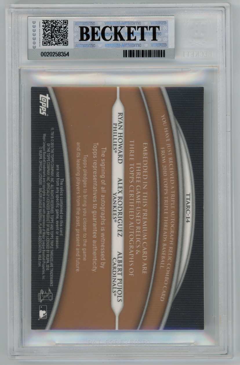 HOWARD RODRIGUEZ PUJOLS 2010 Topps Triple Threads Patch Auto Sepia /27 BGS 8.5