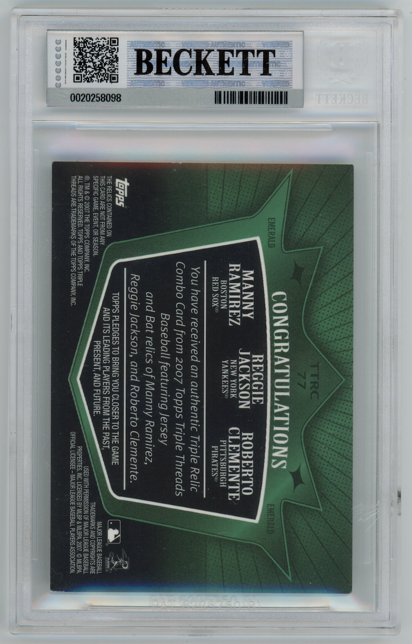 ROBERTO CLEMENTE JACKSON RAMIREZ 2007 Topps  Triple Threads Relic /18 BGS 7.5