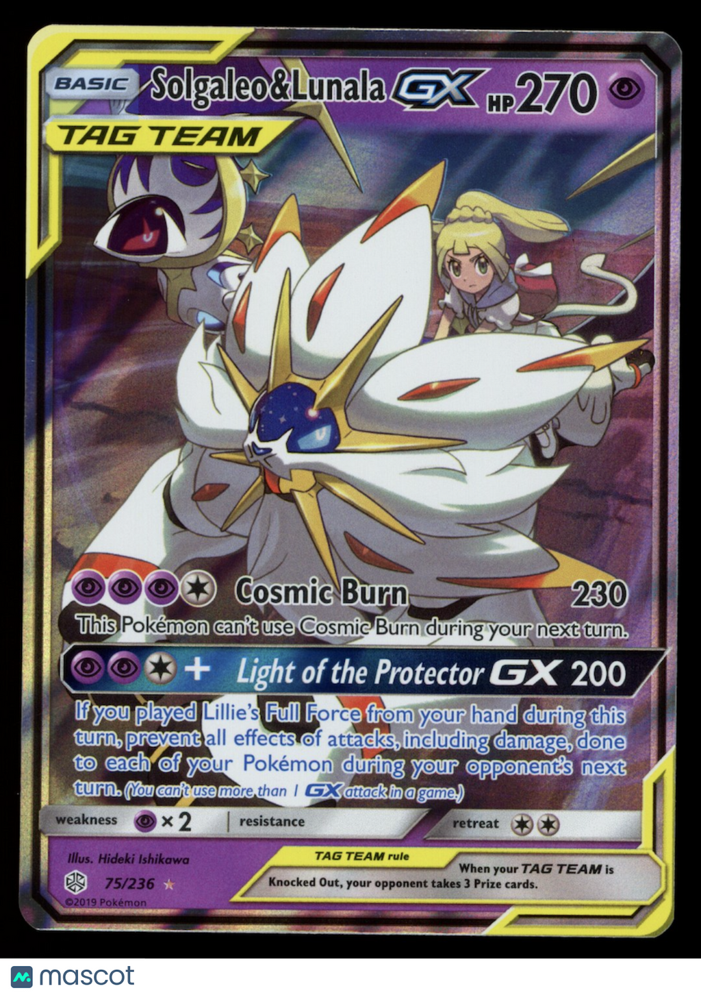SOLGALEO & LUNALA GX 2019 Pokemon Sun Moon Cosmic Eclipse Ultra Rare #75/236