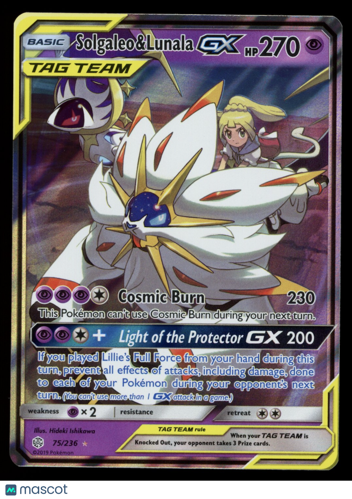 SOLGALEO & LUNALA GX 2019 Pokemon Sun Moon Cosmic Eclipse Ultra Rare #75/236