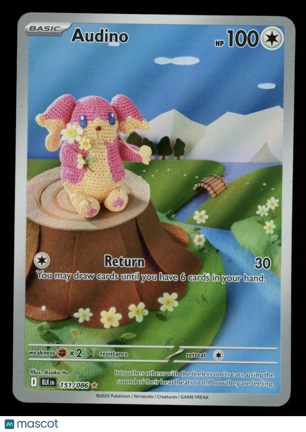 AUDINO 2025 Pokemon Scarlet & Violet Black Bolt #151/086 Illustration Rare