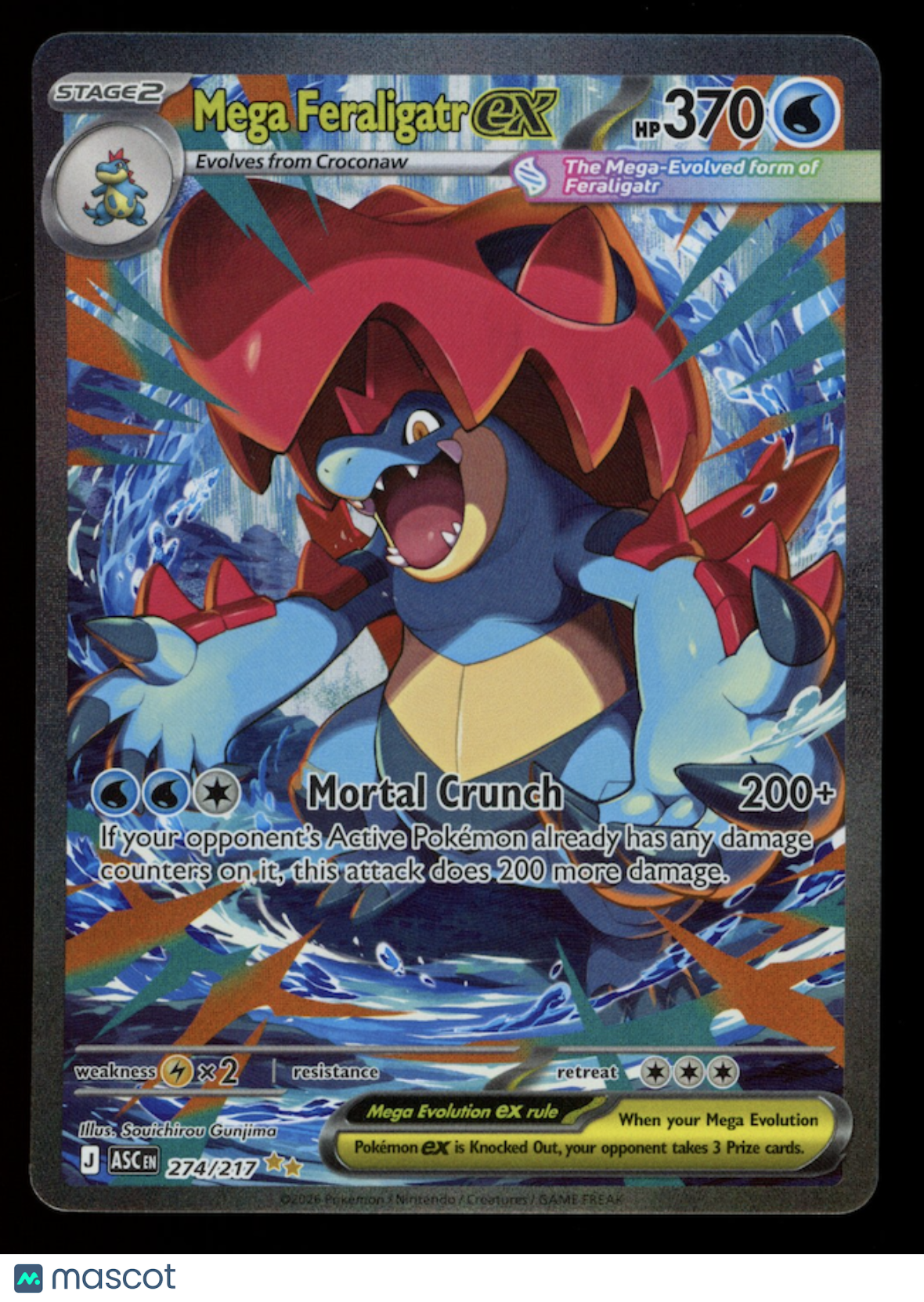 MEGA FERALIGATR EX 2026 Pokemon Ascended Heroes #274 Special Illustration Rare