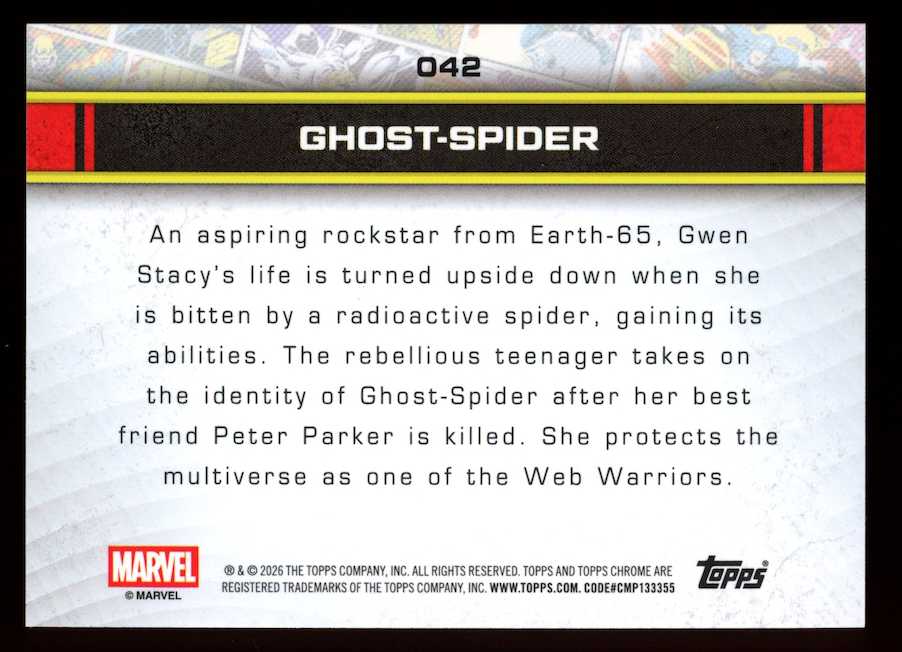 GHOST-SPIDER 2026 Topps Chrome Marvel Gold RayWave Refractor /50 #042