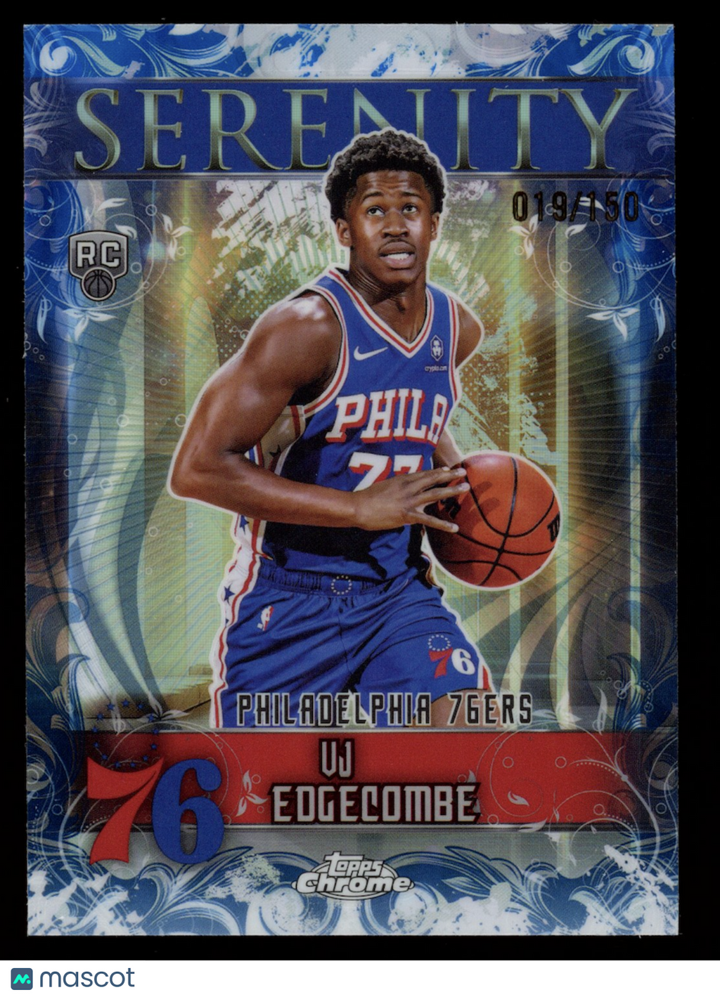 VJ EDGECOMBE 2025-26 Topps Chrome Serenity Rookie Blue Refractor /150 76ers