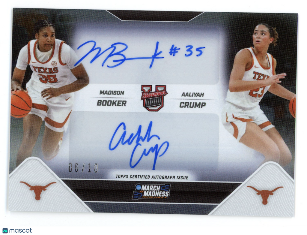 MADISON BOOKER AALIYAH CRUMP 2025-26 Bowman U Now March Madness Auto Black /10