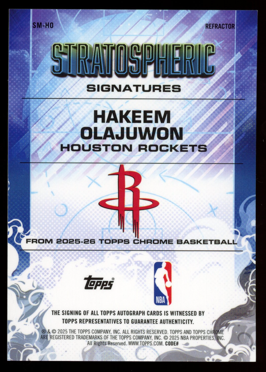 HAKEEM OLAJUWON 2025-26 Topps Chrome Stratospheric Auto Refractor #SM-HO Rockets