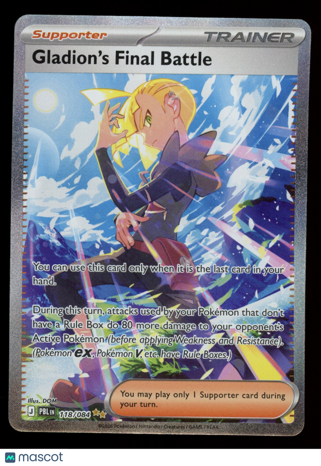 GLADION'S FINAL BATTLE Pokemon ME Pitch Black #118/84 Special Illustration Rare