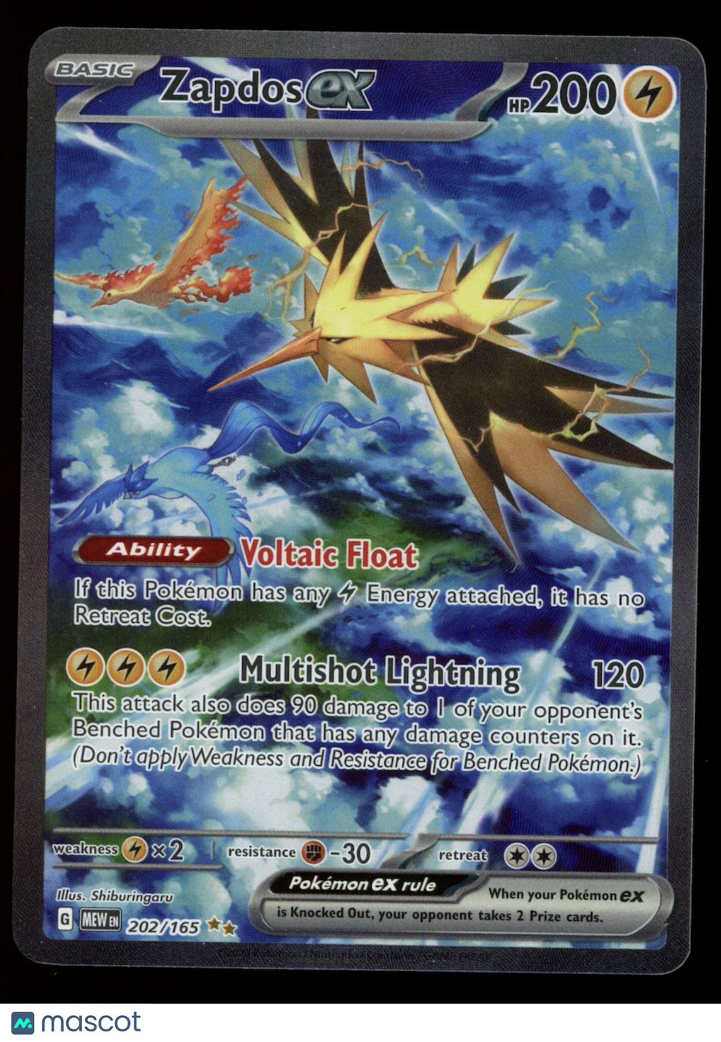ZAPDOS EX 2023 Pokemon Scarlet & Violet 151 #202/165 Special Illustration Rare