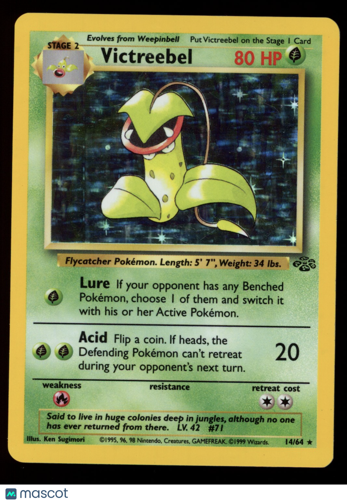 VICTREEBEL 1999 Pokemon Jungle #14/64 Holo Rare