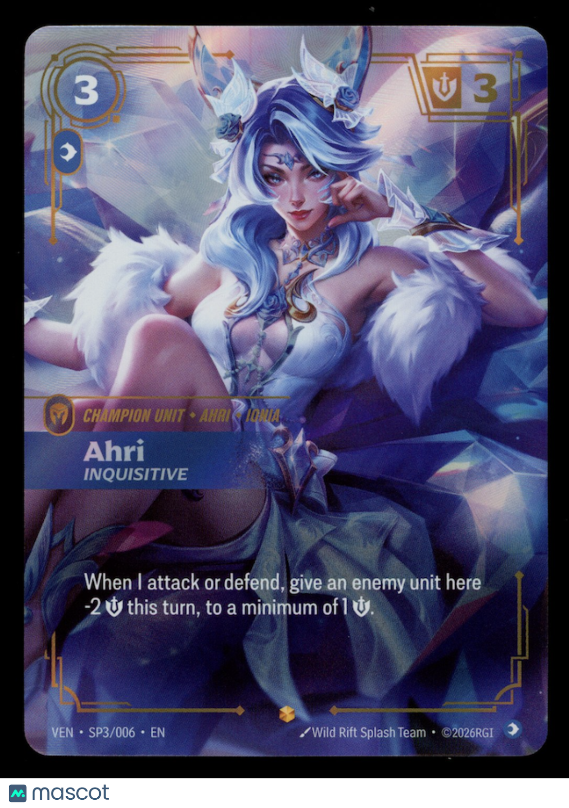 AHRI INQUISITIVE 2026 Riftbound League of Legends Vendetta #SP3/006 Showcase