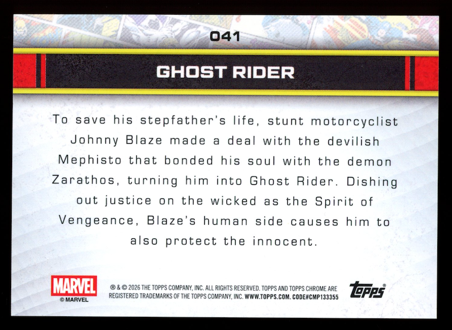 GHOST RIDER 2026 Topps Chrome Marvel Comics Green RayWave Refractor /99 #041